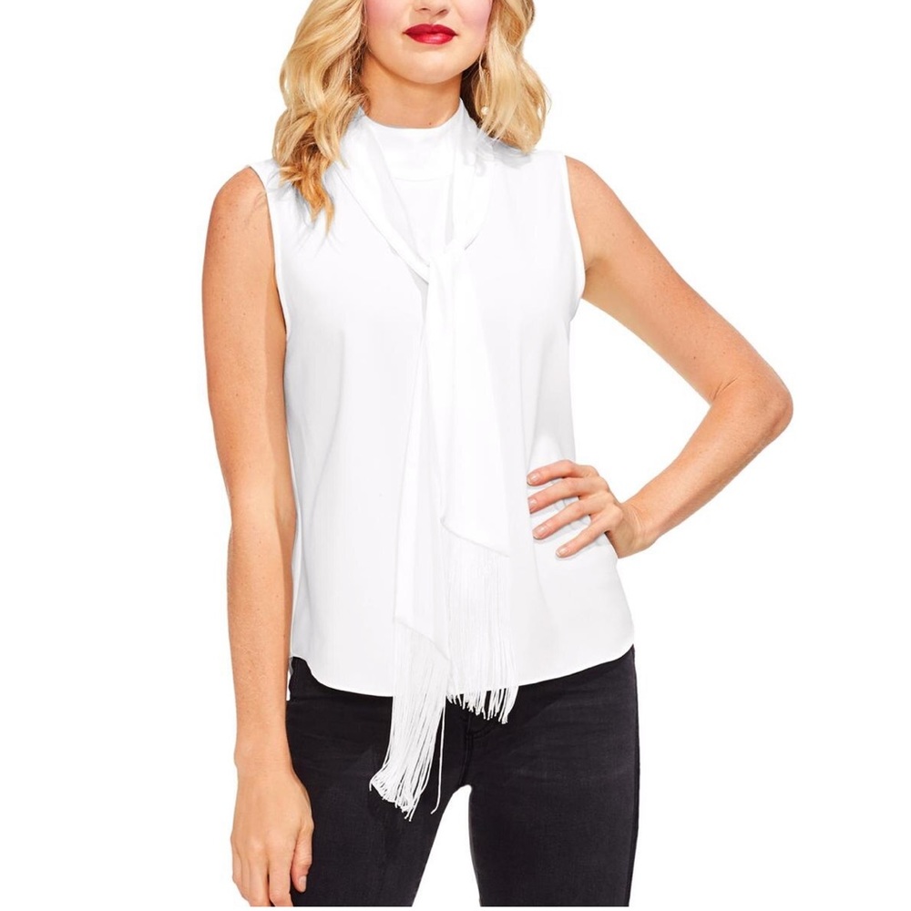 Vince Camuto Fringe Tie Mock